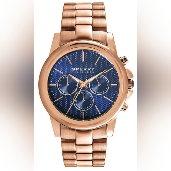 Sperry Accessories - Sperry Top-Sider Halyard Womens Blue Dial Rose Gold Steel Bracelet Watch